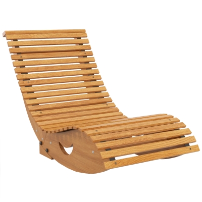 Outsunny Rocking Chair Bois Extérieur Dossier Haut