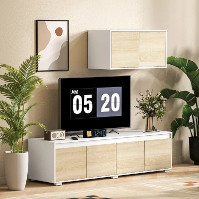 HOMCOM Set 2 Pezzi in Truciolato Mobile TV e Mobile Multiuso Muro