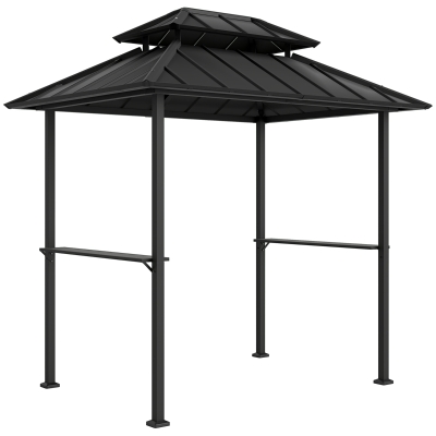 Outsunny Abri Barbecue Double-Toit 244x184cm Noir