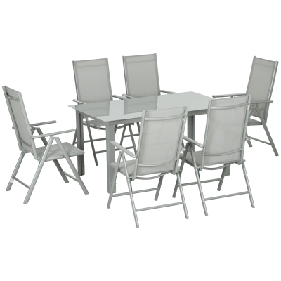 Outsunny 7 Piece Garden Dining Set Aluminium Grey