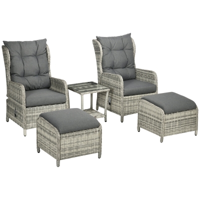 Outsunny 5-Piece Rattan Garden Sofa Set Mixed Grey