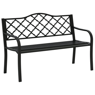 Outsunny Panchina da giardino 128cm x 58.5cm x 89cm Nero