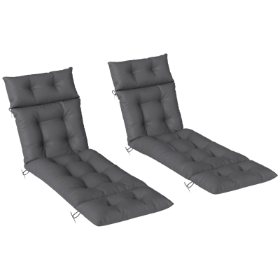Lounge Chair Cushion Set of 2 190L x 56W x 10D cm Dark Grey