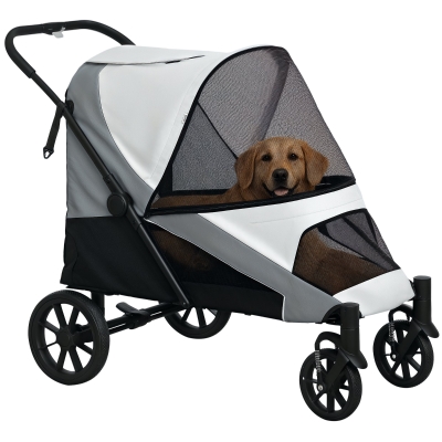 PawHut Passeggino per Cani Pieghevole con Cuscino Grigio