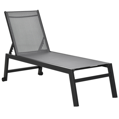 Outsunny Tumbona de Jardín de Aluminio Tumbona Exterior con Respaldo Reclinable en 5 Posiciones Carga 120 kg 169x65x102 cm Verde