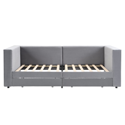 3FT Upholstered Single Bed with 2 Drawers, Grey