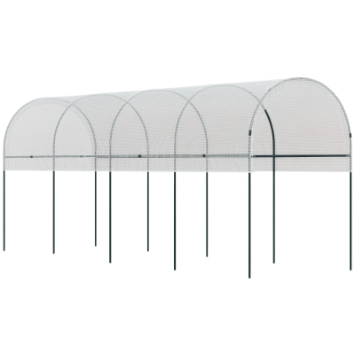 Outsunny Pflanzenschutzdach, gewölbtes Dach, Stahlrahmen, robuste Plane, weiß, 4x1,2x1,7m