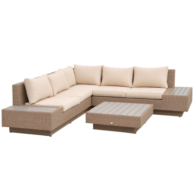 Outsunny Salotto da Giardino in Rattan 4pz con Divano e Tavolini