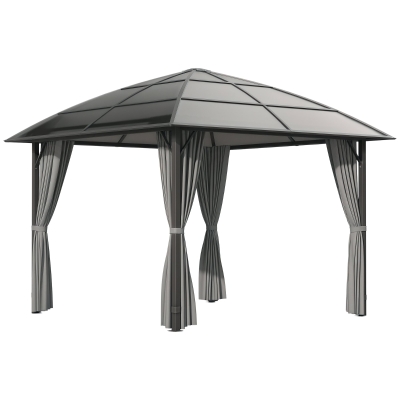 Outsunny Tonnelle Alu Polycarbonate UV 3x3m Gris Foncé