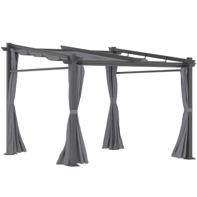 Outsunny Pergola, inklusive Befestigungsmaterial, ausziehbares Dach, 2.,97 m x 2,95 m x 2,3 m, Dunkelgrau