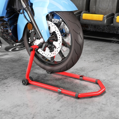 HOMCOM Soporte de Rueda Delantera y Trasera Motocicleta Convertible Carga 390 kg con Adaptadores de Horquillas en U y L Ruedas