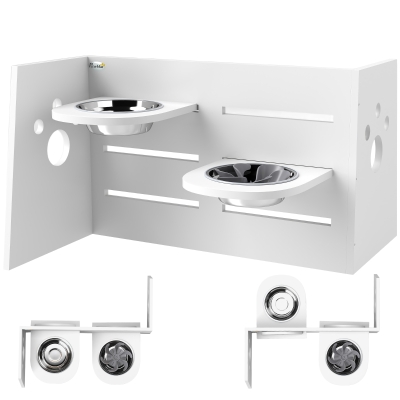PawHut Comedero Elevado Doble para Perros con Altura Ajustable y Sistema de Alimentación Lenta 63x58,5x40 cm Blanco