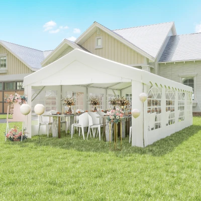 Outsunny 8x4m Heavy-Duty Garden Gazebo Steel Waterproof