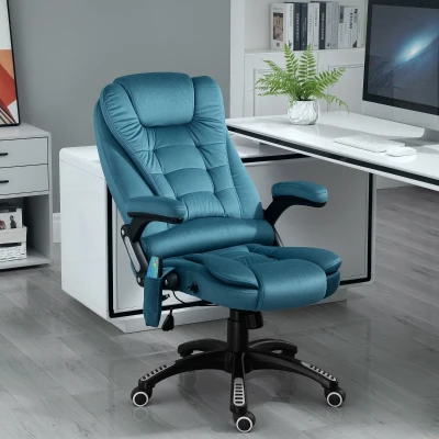 Vinsetto Silla Oficina con Masaje de 6 Puntos con Función Basculante con Calefacción Altura Ajustable 68x72x110-120 cm Azul