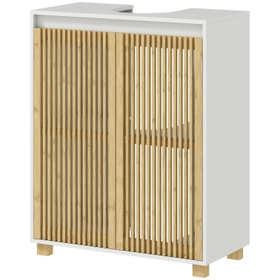 HOMCOM Meuble Sous Lavabo Bambou 60x30x75cm Effet Bois Naturel