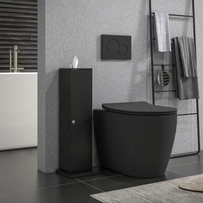 HOMCOM Support Papier Toilette 3 Niveaux Noir Salle de Bain