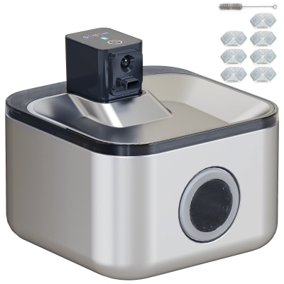 PawHut Fontaine Chat Inox 4,2L Silencieuse avec USB Argent