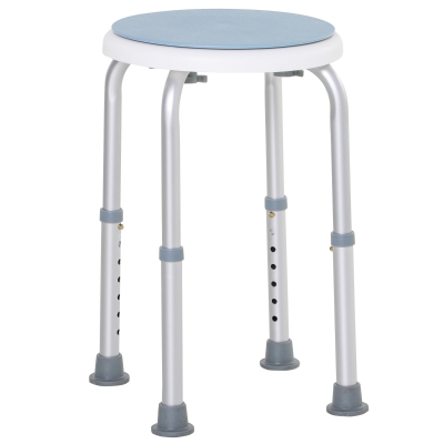 HOMCOM Tabouret Douche Pivotant 360° Hauteur Réglable Aluminium