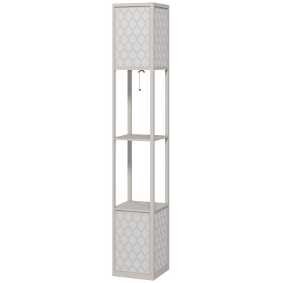 HOMCOM Vloerlamp in Modern Ontwerp, 2 Planken, Trekhaak Schakelaar, 26 cm x 26 cm x 156 cm, Zwart + Wit