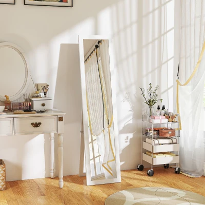 HOMCOM Miroir Rectangulaire 37x155cm Cadre Bois Blanc