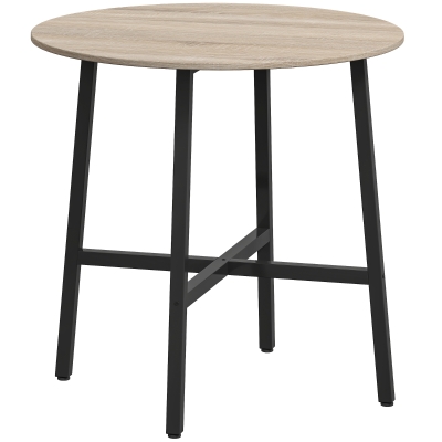 HOMCOM Table Ronde 80cm Bois Naturel Pieds Acier 2 Personnes