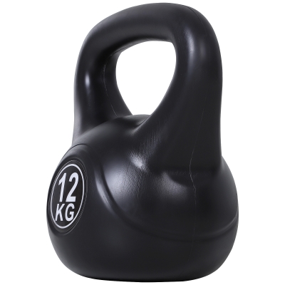 HOMCOM Kettlebell 12kg Haltère Musculation Noir