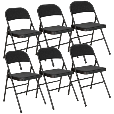 HOMCOM Lot de 6 Chaises Pliantes Salle à Manger Acier Noir