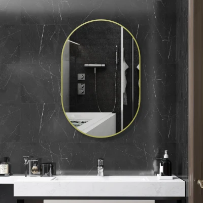 HOMCOM Specchio da Bagno 60x90x3 cm Oro