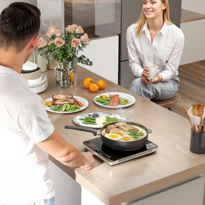 HOMCOM Piastra a Induzione Potenza e Temperatura Regolabile Nera