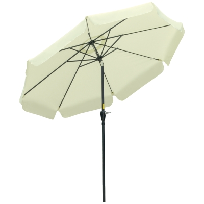 Outsunny Parasol de Jardín de Aluminio Ø266x248,5 cm con Ángulo Ajustable Protección UV50+ Techo de Ventilación y Manivela Beige