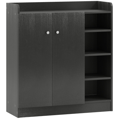 HOMCOM Shoe Storage Cabinet Adjustable Shelves Black