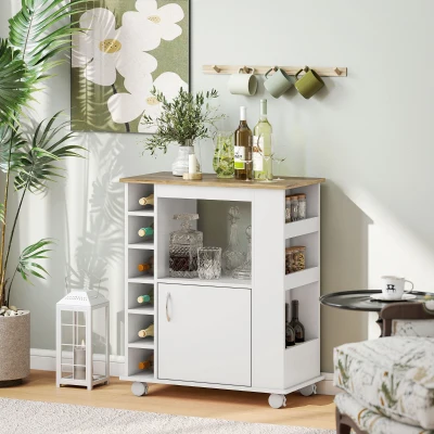 HOMCOM Carrello da Cucina con Armadietto e Ripiani Bianco