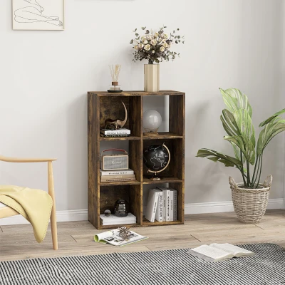 HOMCOM Libreria a Cubi Moderna a 6 Ripiani in Truciolato Marrone