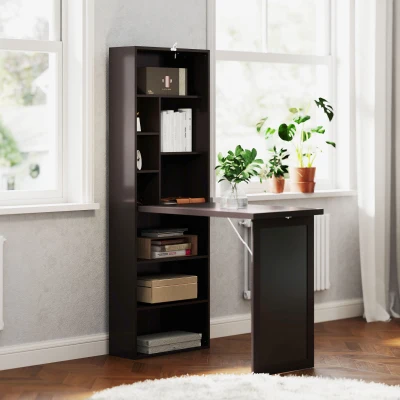 HOMCOM Scrivania Pieghevole Moderna con Libreria Lavagna Marrone