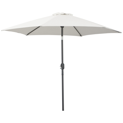 Outsunny Knickschirm Sonnenschirm Gartenschirm Marktschirm mit Handkurbel Alu 180/㎡ Polyester Beige ∅2,6 x 2,35 m