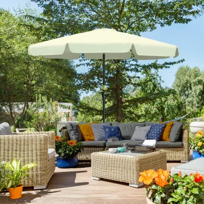 Outsunny Ombrellone da Giardino e Terrazza Ø2.7x2.5 m Beige