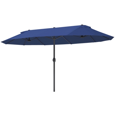 Outsunny Parasol Double Rectangulaire 4,6m Toile 180g Bleu