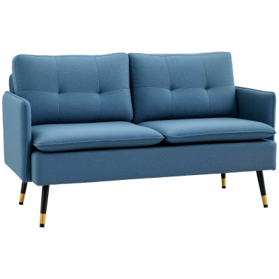 HOMCOM Modern Two Seater Sofa Steel Legs Dark Blue