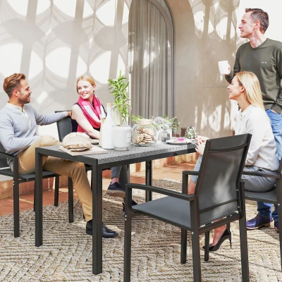 Outsunny Tavolo da Giardino in Rattan PE 120x70x72cm Grigio