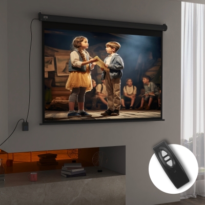 HOMCOM Pantalla de proyector motorizada y eléctrica de 84 Pulgadas 4:3 4K HD panel de control y control remoto