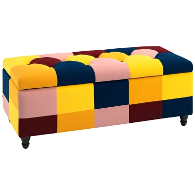 HOMCOM Velvet Storage Ottoman Button-Tufted 114x47cm Multicoloured