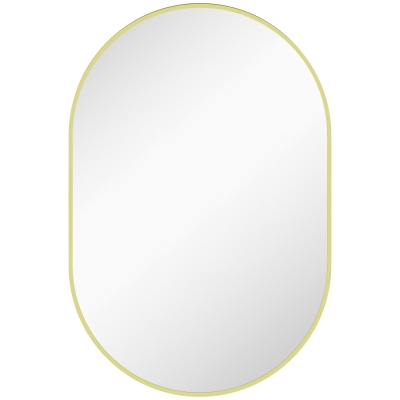 HOMCOM Espejo de Baño Ovalado 60x90 cm Espejo Decorativo de Pared con Marco de Aluminio para Salón Horizontal o Vertical Dorado