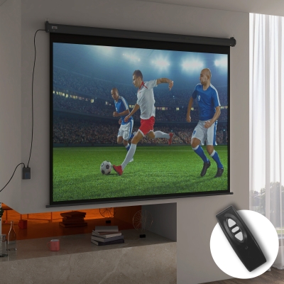 HOMCOM Pantalla de Proyector Motorizada y Eléctrica 100 Pulgadas 4:3 4K HD panel de control y control remoto
