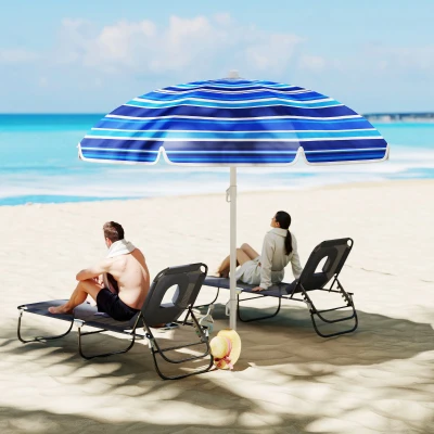 Outsunny Sombrilla de Playa Grande con Protección UV UPF50+ Inclinación Ajustable y Bolsa de Transporte Ø180x196 cm Multicolor