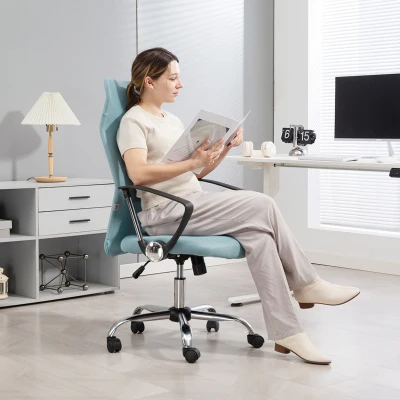 HOMCOM Chaise Bureau Pivotante Tissu Mesh Hauteur Réglable Vert