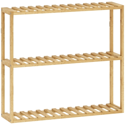 HOMCOM Étagère Bambou 3 Niveaux Réglable Salle de Bain 60x15x54cm