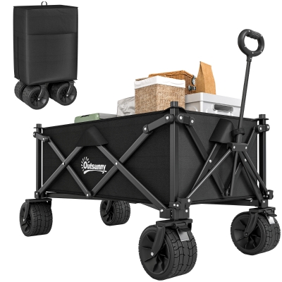 Outsunny Folding Garden Trolley Wagon Cart 120KG Black