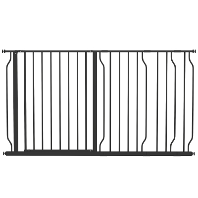 PawHut Barrera para Mascotas con 3 Extensiones Montaje a Presión Doble Bloqueo para Puerta Pasillo Escalera 75-145x76 cm Negro