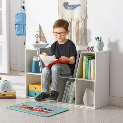 HOMCOM Scaffale per Bambini 103cm x 30cm x 62cm Grigio + Bianco