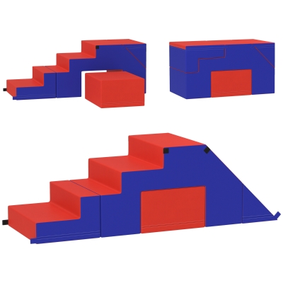 HOMCOM Soft Play Set Foam Climber Dark Blue 2-Piece